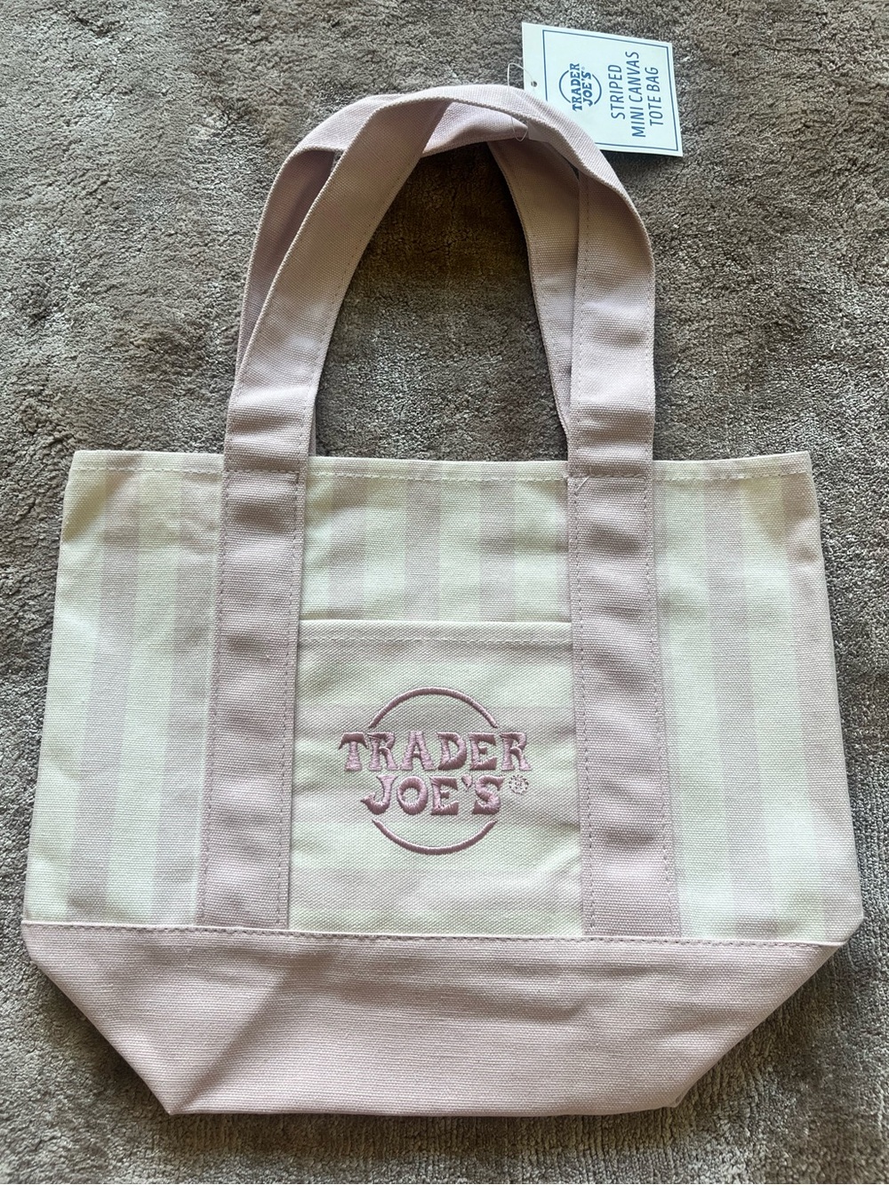 New Pink Stripe Canvas Tote Bag